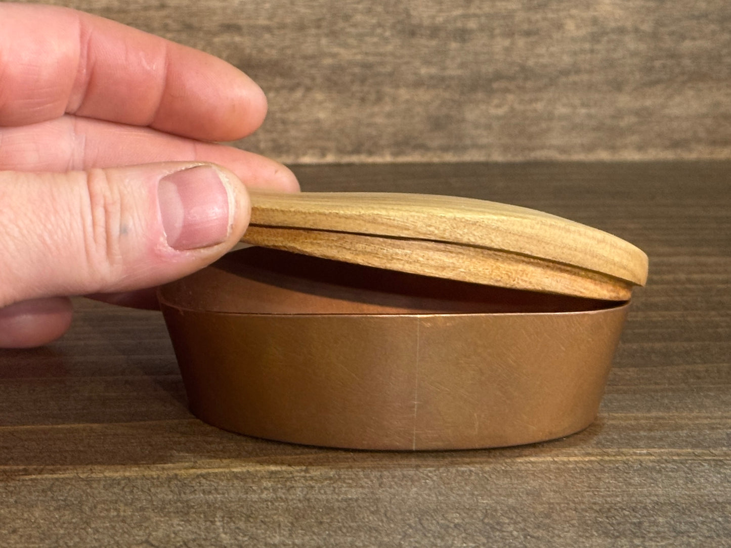 Copper Box with Wooden Lid